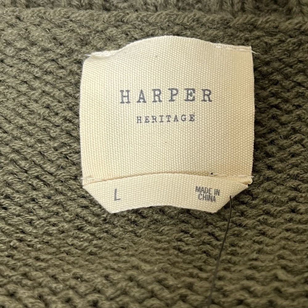 Harper Sweater‎ Cardigan Womens Large Olive Green Open Front Relaxed Francesca - Picture 7 of 12